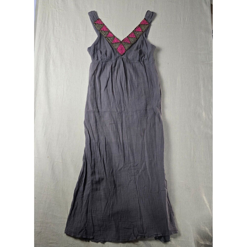 Ella Moss‎ Women’s Gray Maxi Dress | Sleeveless Beaded Neckline Size XS
